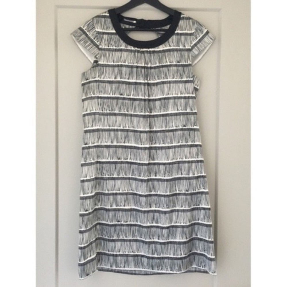 Kate Spade Silk Black Cream Patterned Shift Dress